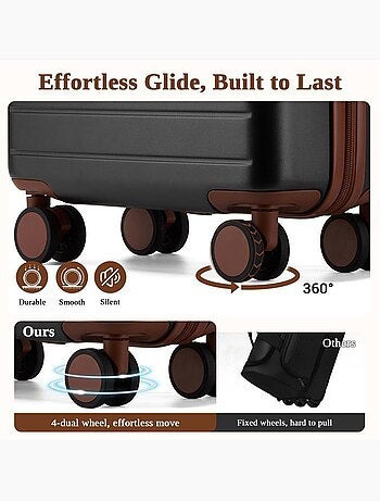 Valise cabine - 55x40x20 cm, abs + pc, 4 roues 360° - kono