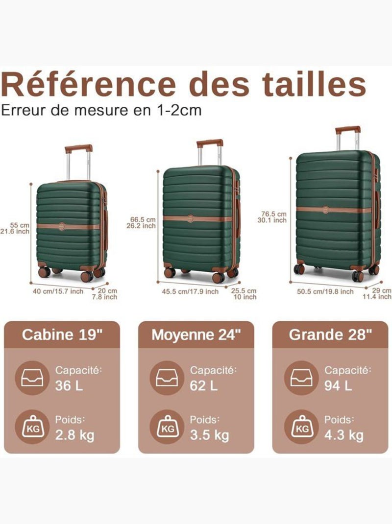 Valise cabine - 55x40x20 cm abs + pc 94 l tsa - kono Bleu - Kiabi