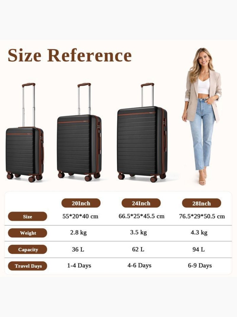 Valise cabine - 55x40x20 cm abs+pc 4 roulettes - kono Noir - Kiabi