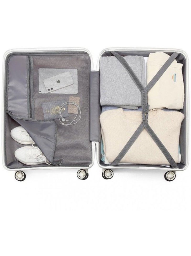 Valise cabine - 55x40x20 cm polypropylène 4 roulettes serrure tsa - kono Blanc - Kiabi