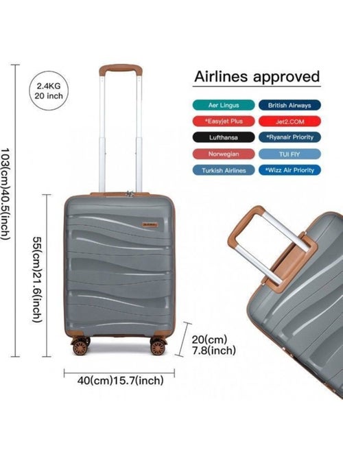 Valise cabine - 55x40x20 cm polypropylène 4 roulettes serrure tsa - kono - Kiabi