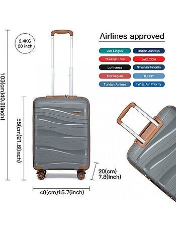 Valise cabine - 55x40x20 cm pp 100 l tsa - kono