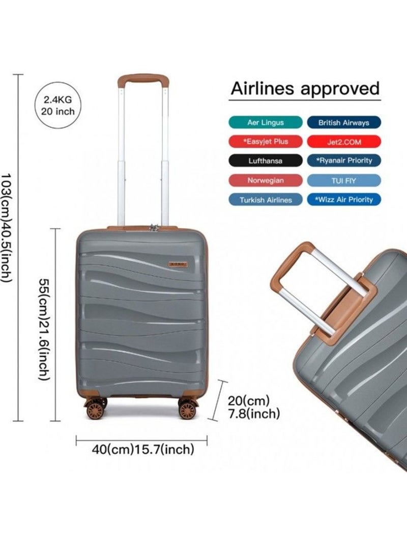 Valise cabine - 55x40x20 cm pp 100 l tsa - kono Gris - Kiabi