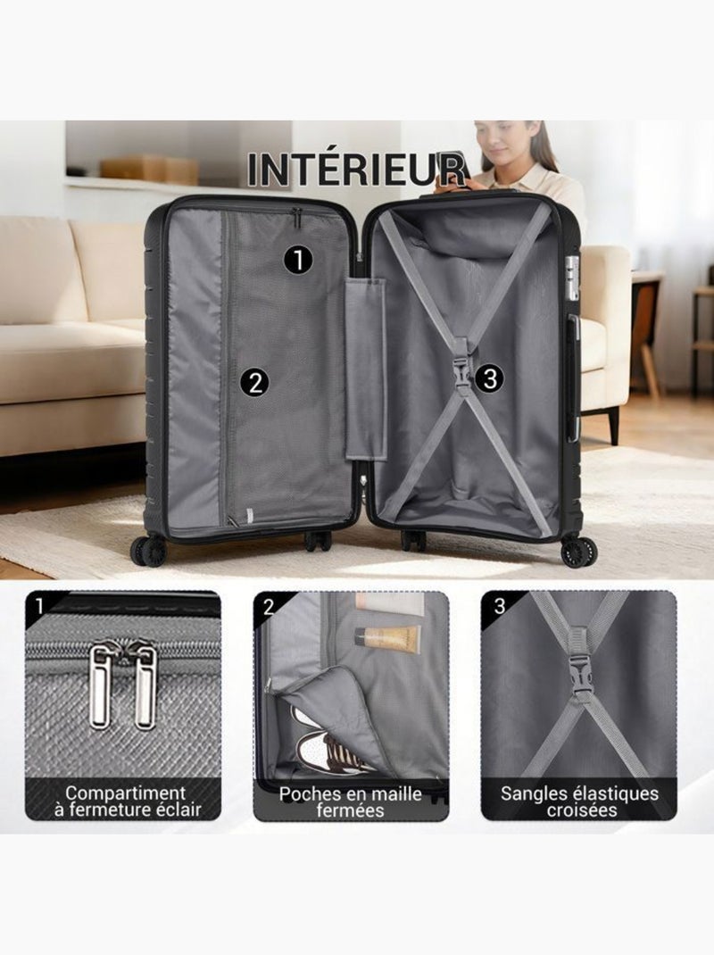 Valise cabine - 55x40x20 cm pp 100 l tsa - kono Noir - Kiabi