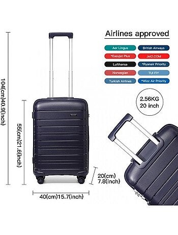 Valise cabine - 55x40x20 cm pp 40 l tsa - kono