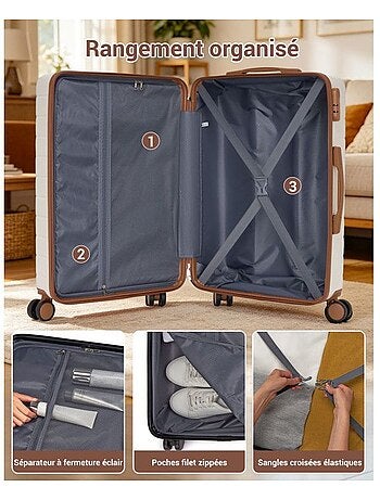 Valise cabine - 55x40x20 cm, rigide abs, 4 roues, serrure à code - kono