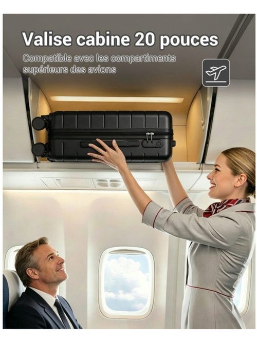 Valise cabine - 55x40x20 cm, rigide abs, 4 roues, serrure à code - kono - Kiabi Valise cabine - 55x40x20 cm, rigide abs, 4 roues, serrure à code - kono - Kiabi