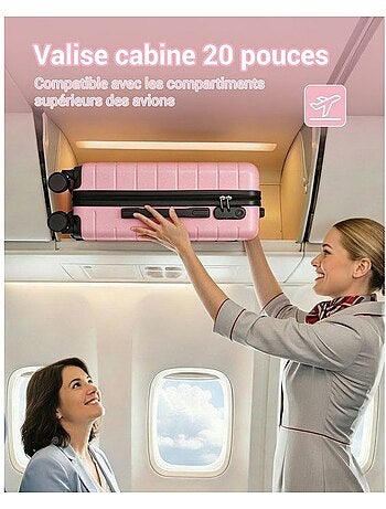 Valise cabine - 55x40x20 cm, rigide abs, 4 roues, serrure à code - kono