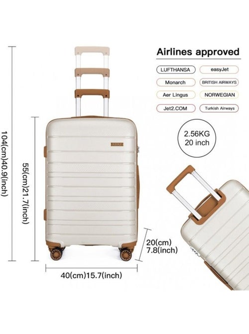 Valise cabine - 55x40x20, rigide abs, 4 roues 360°, serrure tsa - kono - Kiabi Valise cabine - 55x40x20, rigide abs, 4 roues 360°, serrure tsa - kono - Kiabi
