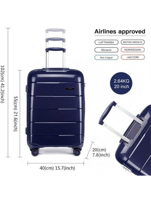 Valise cabine - 55x40x21 cm polypropylène 4 roulettes serrure tsa - kono - Kiabi Valise cabine - 55x40x21 cm polypropylène 4 roulettes serrure tsa - kono - Kiabi