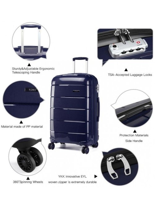 Valise cabine - 55x40x21 cm polypropylène 4 roulettes serrure tsa - kono - Kiabi Valise cabine - 55x40x21 cm polypropylène 4 roulettes serrure tsa - kono - Kiabi
