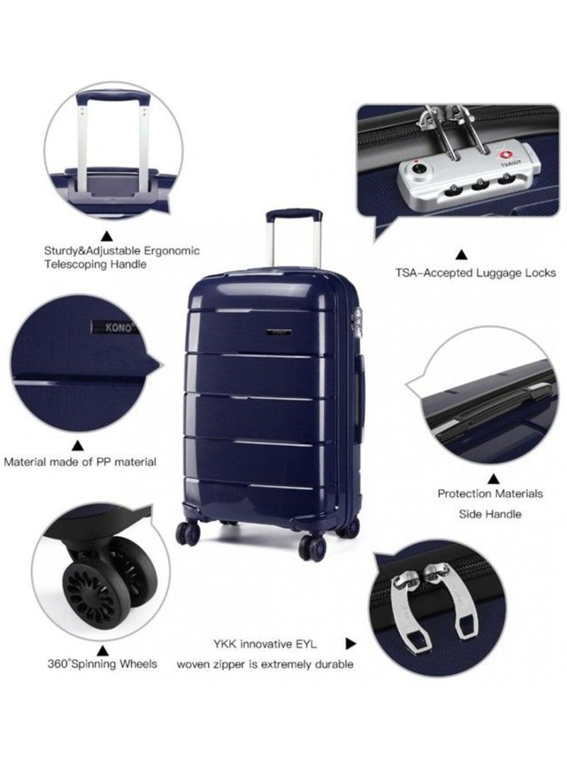 Valise cabine - 55x40x21 cm polypropylène 4 roulettes serrure tsa - kono Bleu - Kiabi