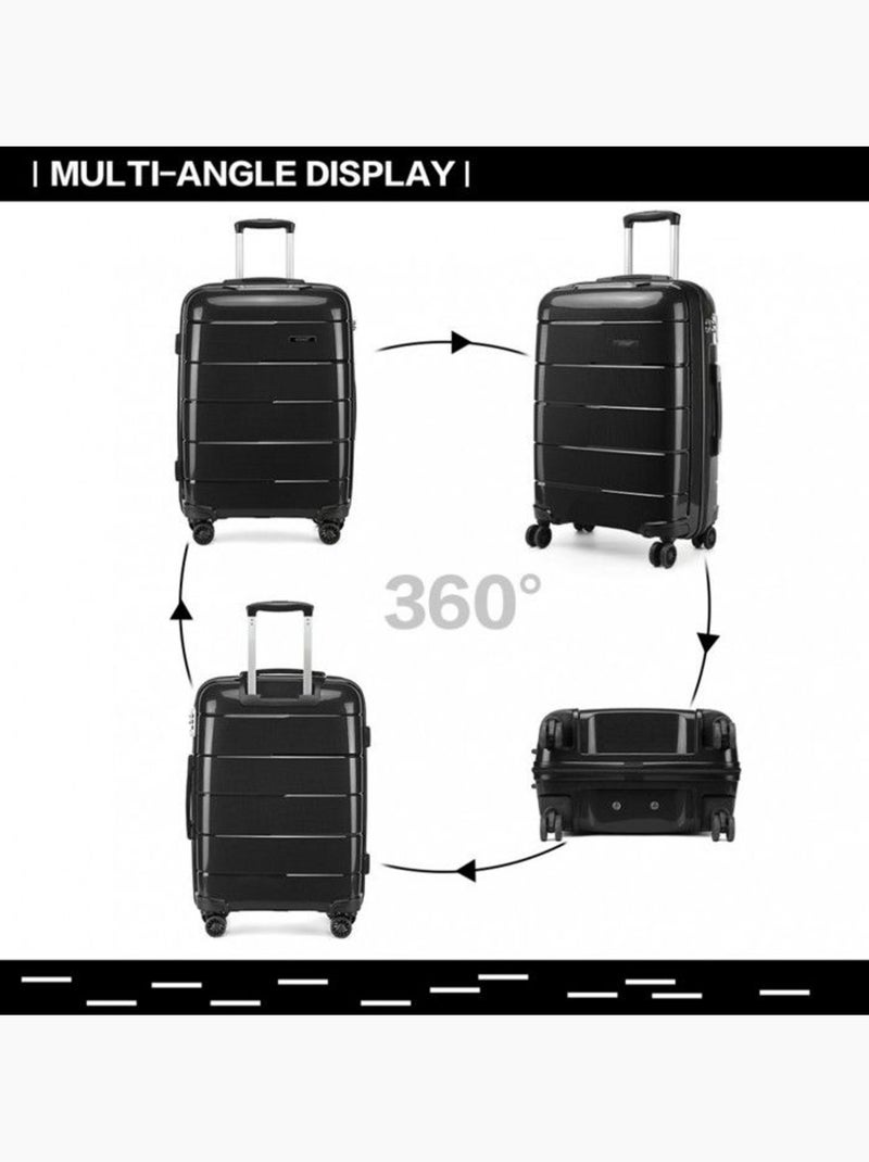 Valise cabine - 55x40x21 cm polypropylène 4 roulettes serrure tsa - kono Noir - Kiabi
