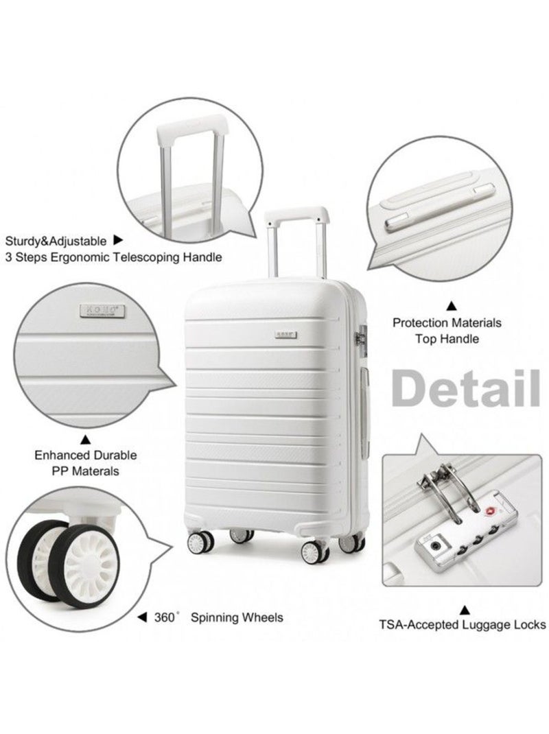Valise cabine - 55x40x21 cm, rigide abs, 4 roues, serrure tsa - kono Blanc - Kiabi