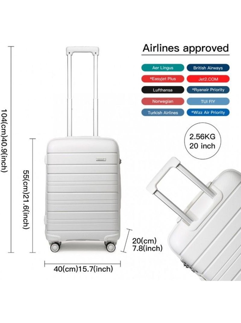 Valise cabine - 55x40x21 cm, rigide abs, 4 roues, serrure tsa - kono Blanc - Kiabi