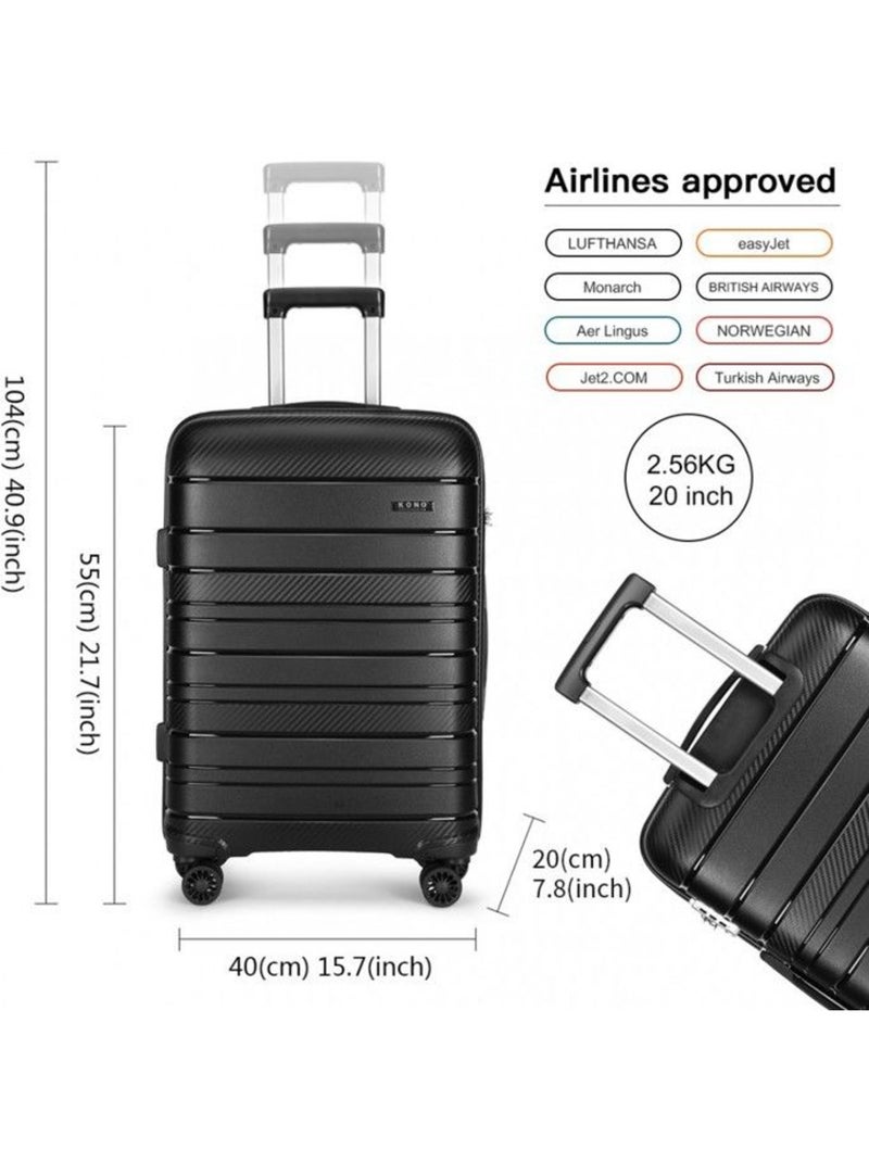 Valise cabine - 55x40x21 cm, rigide abs, 4 roues, serrure tsa - kono Noir - Kiabi