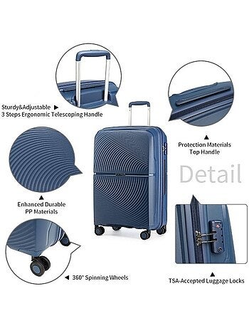 Valise cabine - 55x40x22 cm, 4 roues, serrure tsa - british traveller