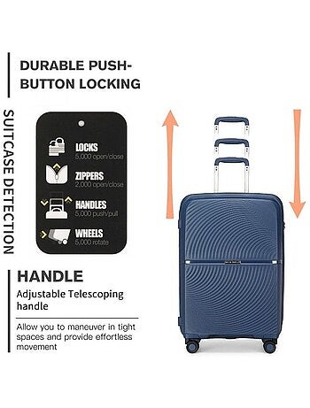 Valise cabine - 55x40x22 cm, 4 roues, serrure tsa - british traveller