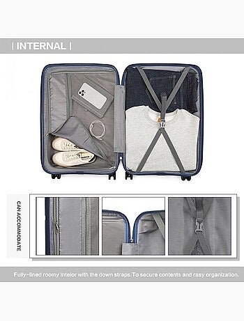 Valise cabine - 55x40x22 cm, 4 roues, serrure tsa - british traveller