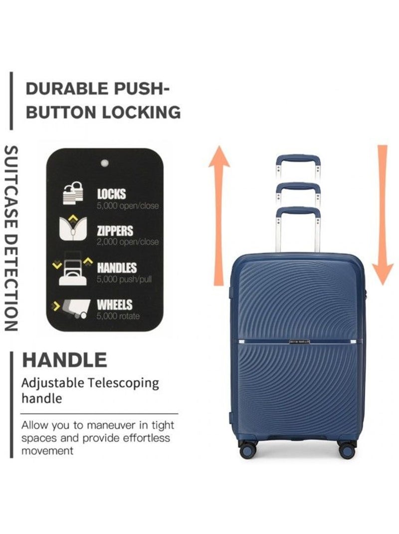 Valise cabine - 55x40x22 cm, 4 roues, serrure tsa - british traveller Bleu - Kiabi