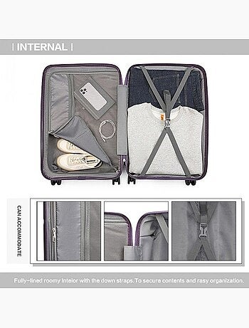Valise cabine - 55x40x22 cm, 4 roues, serrure tsa - british traveller