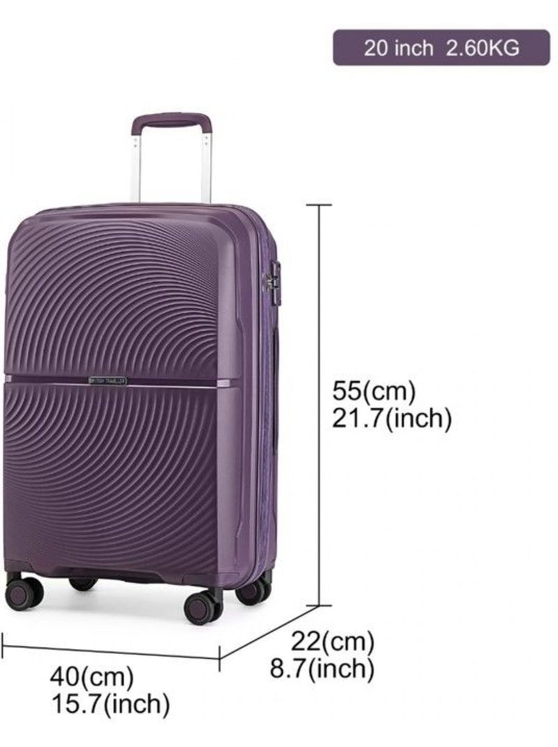 Valise cabine - 55x40x22 cm, 4 roues, serrure tsa - british traveller Violet - Kiabi
