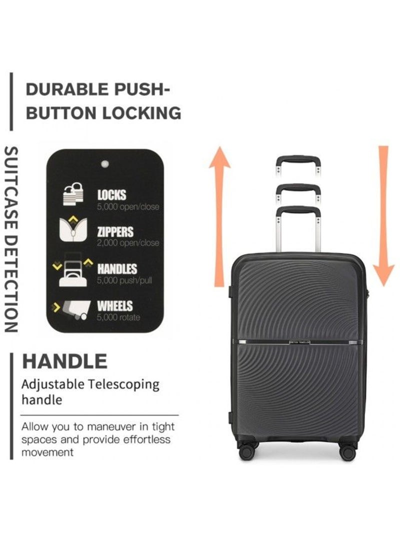 Valise cabine - 55x40x22 cm 4 roulettes serrure tsa - british traveller Noir - Kiabi