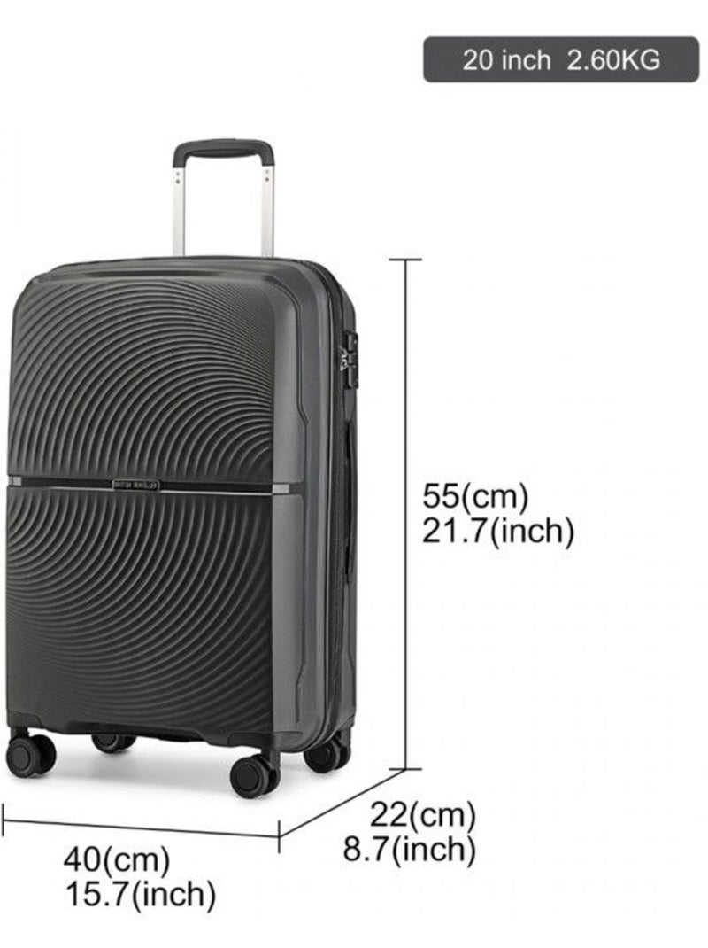 Valise cabine - 55x40x22 cm 4 roulettes serrure tsa - british traveller Noir - Kiabi