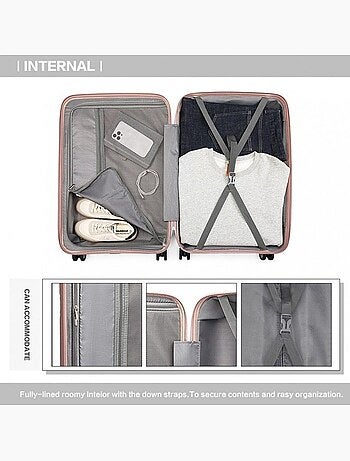 Valise cabine - 55x40x22 cm polypropylène 4 roulettes serrure tsa - british traveller