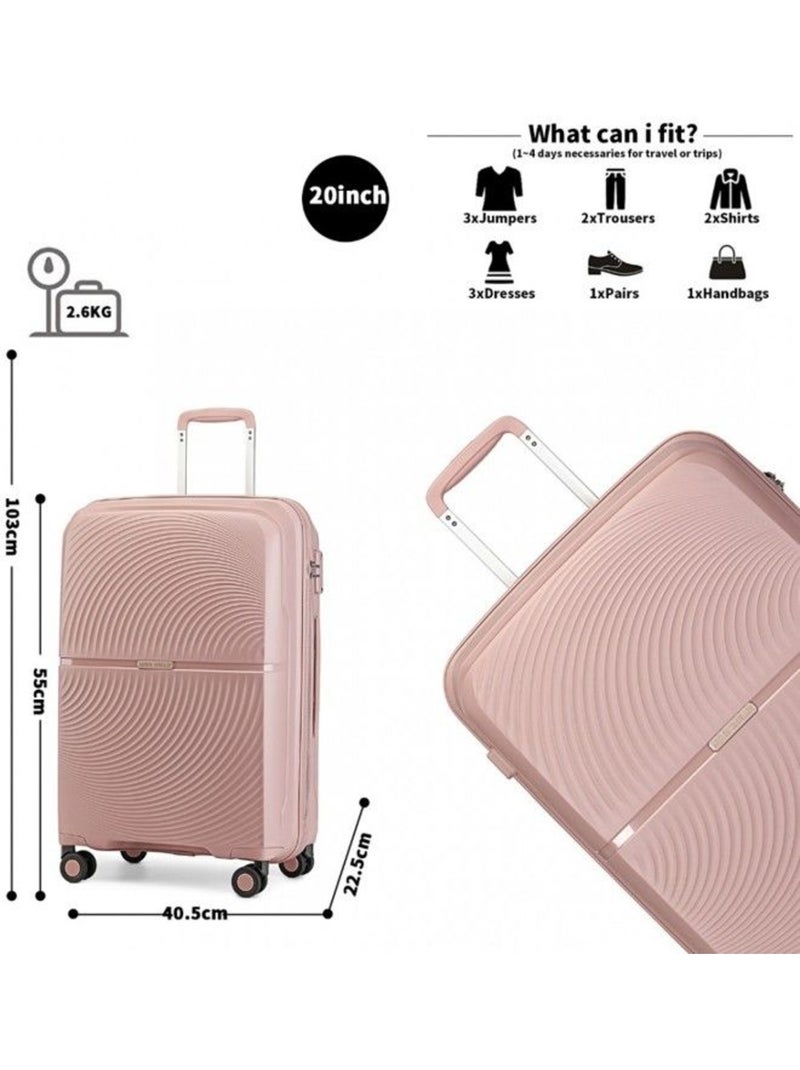 Valise cabine - 55x40x22 cm polypropylène 4 roulettes serrure tsa - british traveller Rose - Kiabi