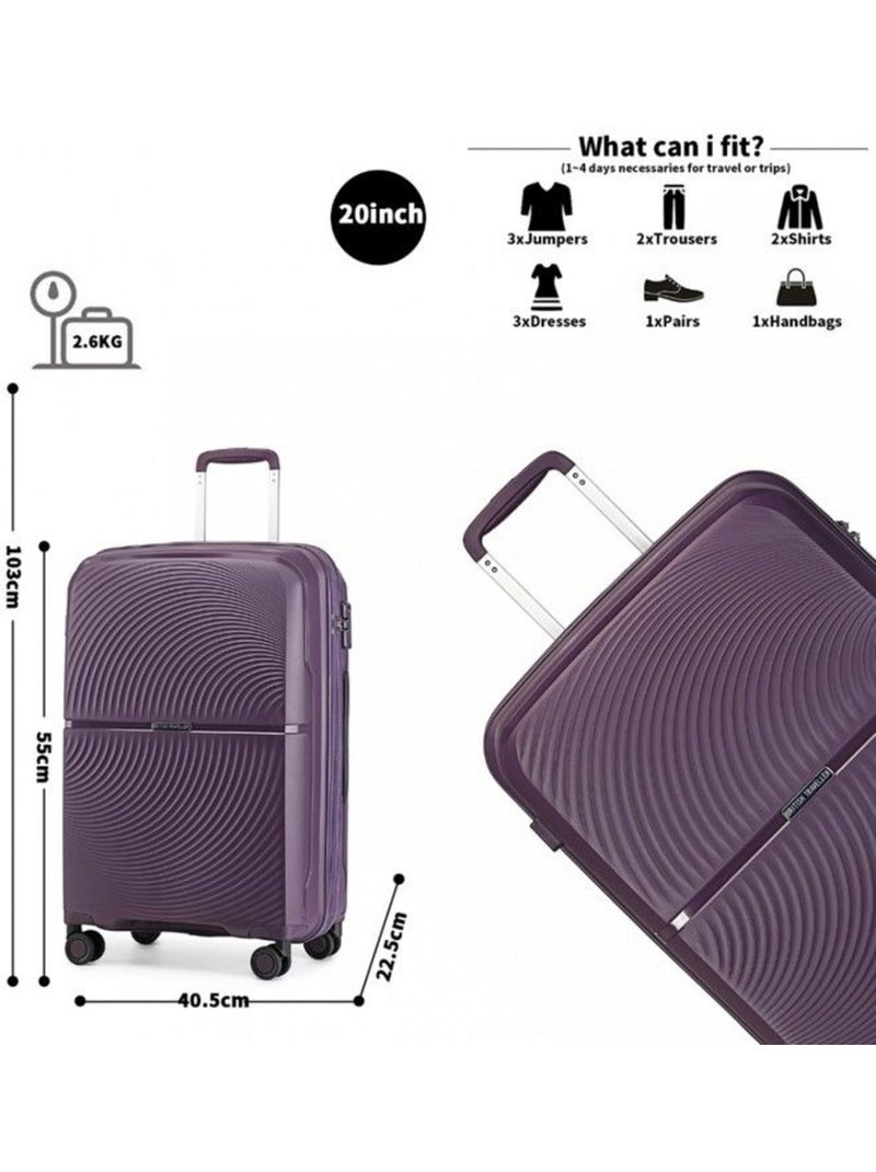 Valise cabine - 55x40x22 cm polypropylène 4 roulettes serrure tsa - british traveller Violet - Kiabi