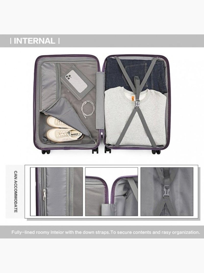 Valise cabine - 55x40x22 cm polypropylène 4 roulettes serrure tsa - british traveller Violet - Kiabi
