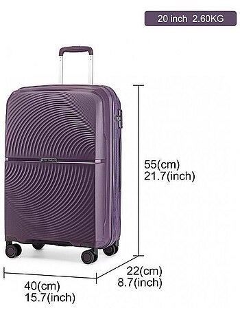 Valise cabine - 55x40x22 cm rigide 4 roulettes serrure tsa - british traveller