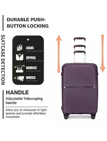 Valise cabine - 55x40x22 cm rigide 4 roulettes serrure tsa - british traveller