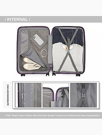 Valise cabine - 55x40x22 cm rigide 4 roulettes serrure tsa - british traveller