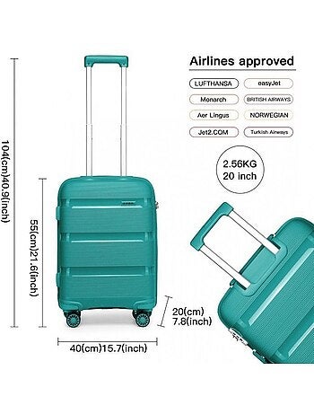 Valise cabine - 56x39x23 cm abs 4 roulettes serrure tsa - kono