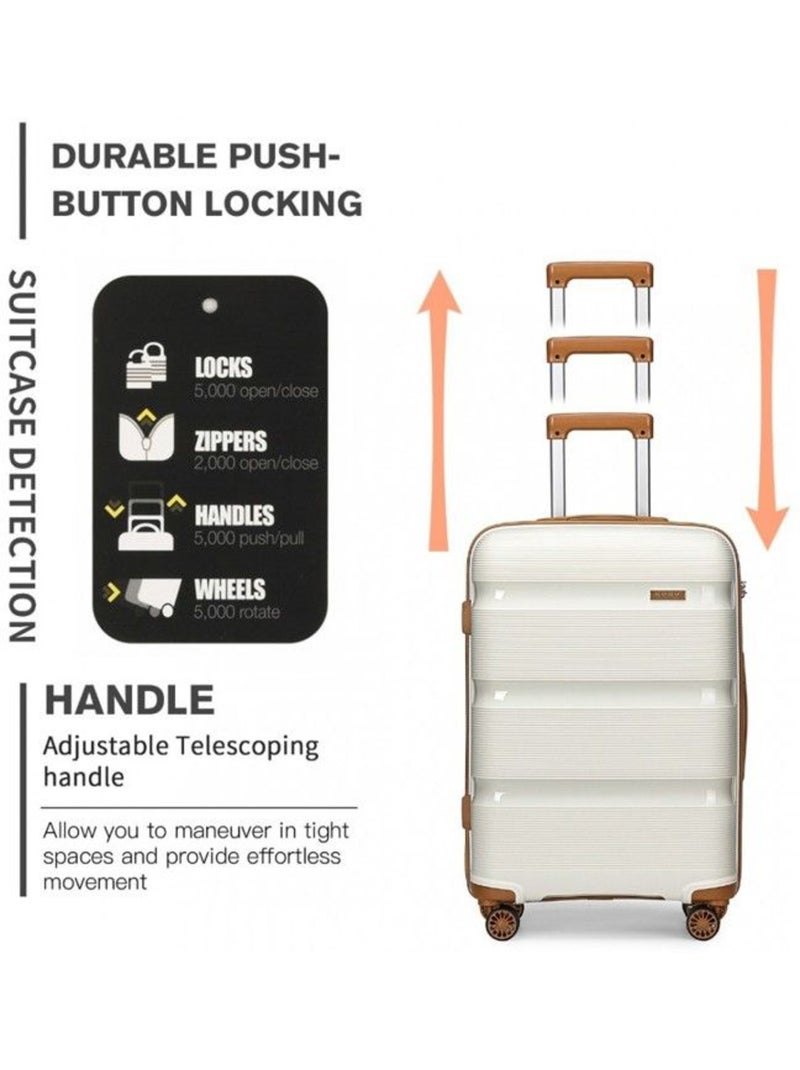 Valise cabine - 56x39x23 cm abs 4 roulettes serrure tsa - kono Blanc - Kiabi