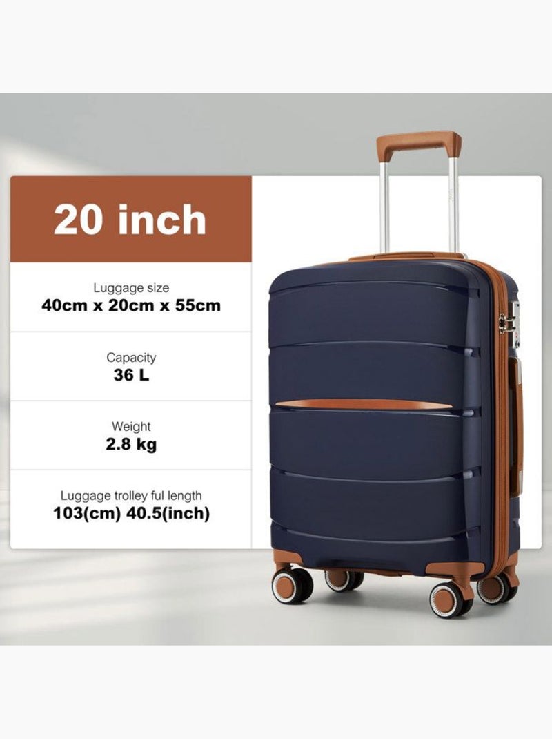 Valise cabine - 56x40x20 cm polypropylène 4 roulettes serrure tsa - kono Bleu - Kiabi