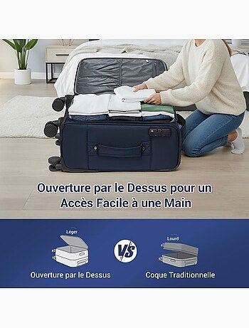 Valise cabine - 57.5x37.5x25 cm souple 4 roulettes serrure tsa - british traveller