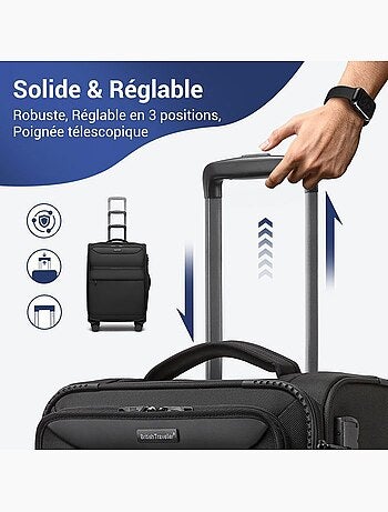 Valise cabine - 57.5x37.5x25 cm, souple, extensible, 4 roues 360°, serrure tsa - british traveller