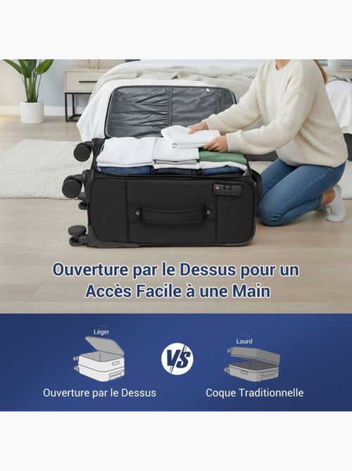 Valise cabine - 57.5x37.5x25 cm, souple, extensible, 4 roues 360°, serrure tsa - british traveller - Kiabi Valise cabine - 57.5x37.5x25 cm, souple, extensible, 4 roues 360°, serrure tsa - british traveller - Kiabi