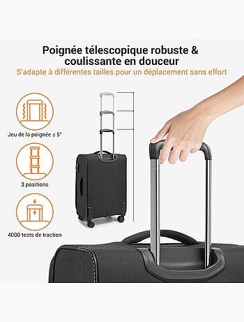 Valise cabine - 57.5x37.5x25.5 cm, souple, 4 roues, serrure tsa - british traveller
