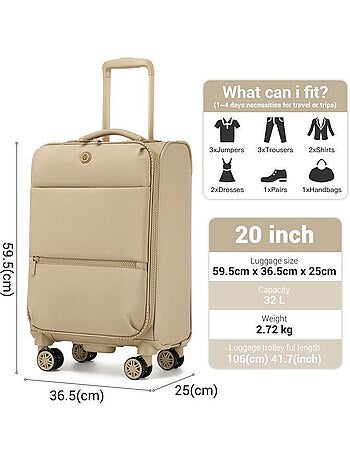 Valise cabine - 59.5x36.5x25 cm pp 32 l tsa - kono