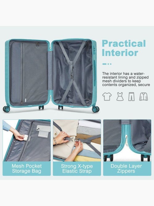 Valise cabine - 64.5x42.5x25.5 cm rigide 4 roulettes serrure tsa - kono - Kiabi Valise cabine - 64.5x42.5x25.5 cm rigide 4 roulettes serrure tsa - kono - Kiabi