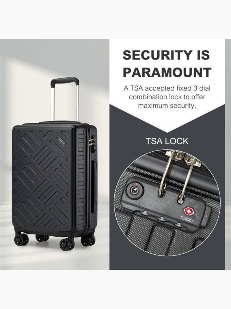 Valise cabine - 64.5x42.5x25.5 cm rigide 4 roulettes serrure tsa - kono Noir - Kiabi