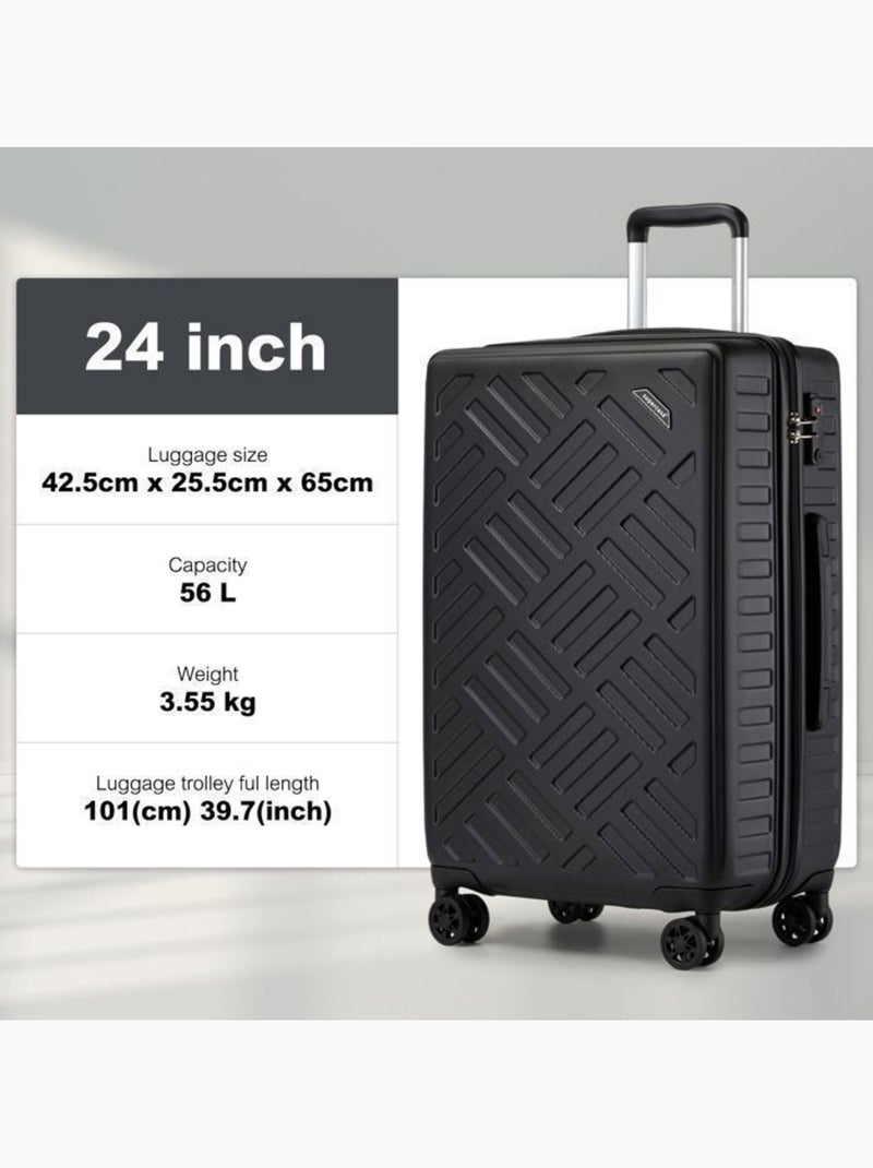 Valise cabine - 64.5x42.5x25.5 cm rigide 4 roulettes serrure tsa - kono Noir - Kiabi