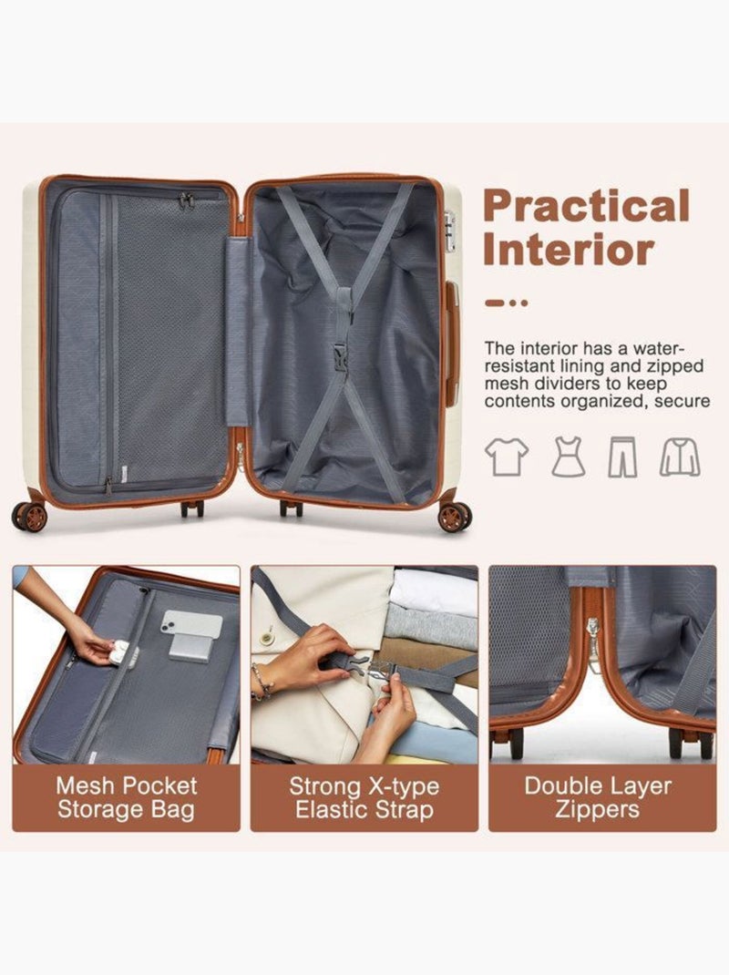 Valise cabine - 64.5x42.5x25.5 cm rigide 85 l tsa - supercase Crème - Kiabi