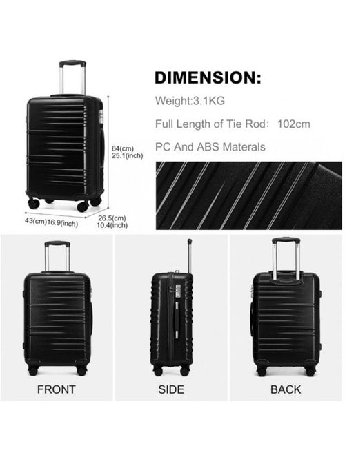 Valise cabine - 64x43x26.5 cm abs+pc 4 roulettes serrure tsa - british traveller - Kiabi Valise cabine - 64x43x26.5 cm abs+pc 4 roulettes serrure tsa - british traveller - Kiabi