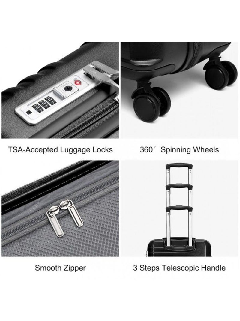 Valise cabine - 64x43x26.5 cm abs+pc 4 roulettes serrure tsa - british traveller Noir - Kiabi