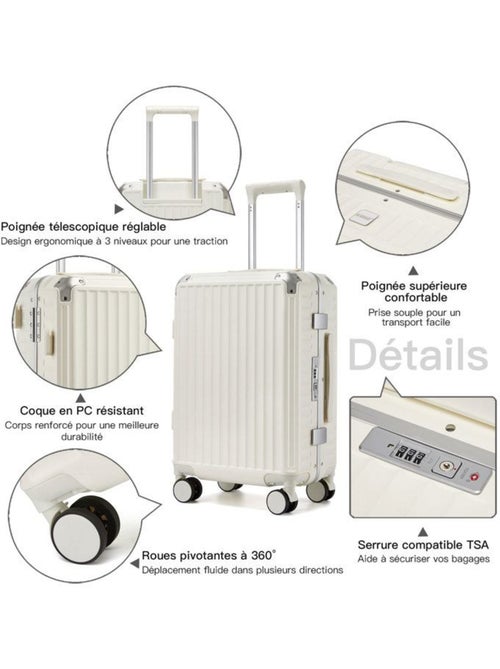 Valise cabine - 65.5x44x27 cm rigide 4 roulettes serrure tsa - kono - Kiabi Valise cabine - 65.5x44x27 cm rigide 4 roulettes serrure tsa - kono - Kiabi